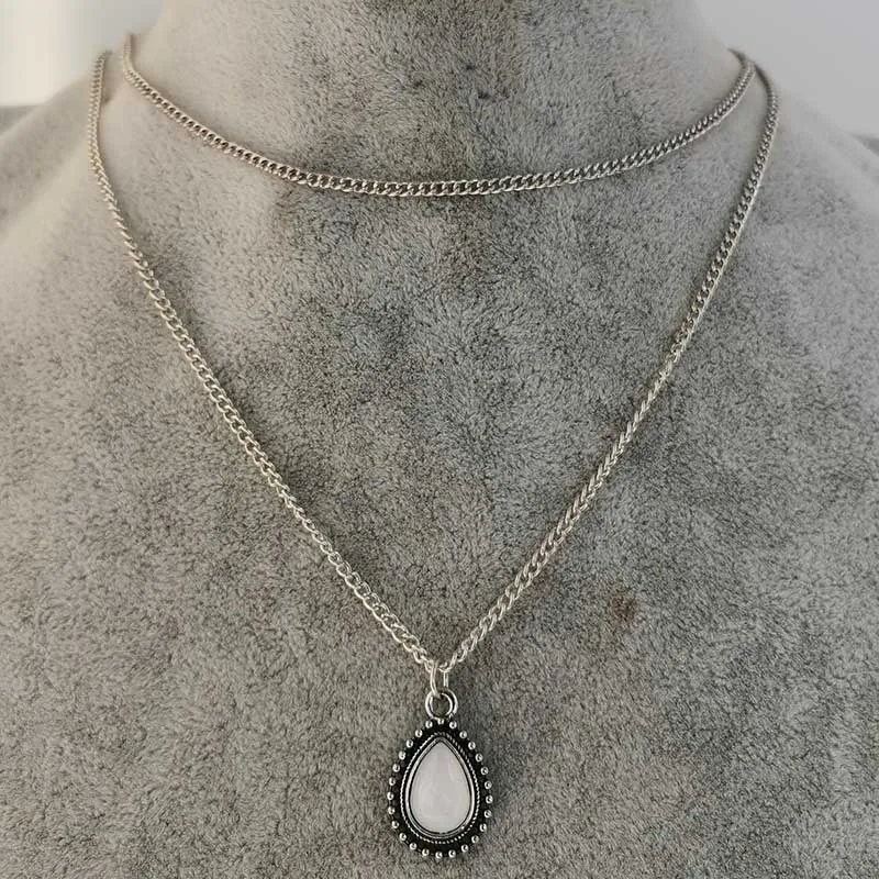 Новое модное ожерелье с двойным Рогом в форме полумесяца капли воды ювелирные