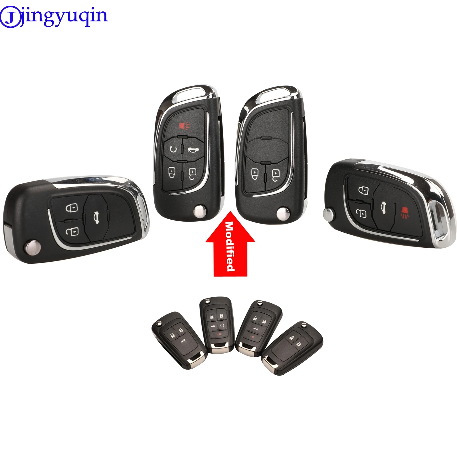 

jingyuqin Modified Folding Remote Car Key Shell Fob Case For Chevrolet Cruze Epica Lova Camaro Impala 2 3 4 5 Button HU100 Cover