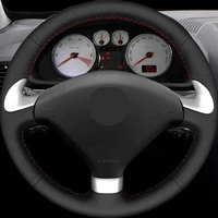 diy black faux leathercar accessories steering wheel cover for peugeot 307 cc 2004 2009 307 sw 2004 2009 407 407 sw 2004 2009
