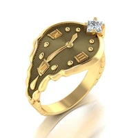 clock inlaid rhinestone ring new 2021 popular hand jewelry size 5 11