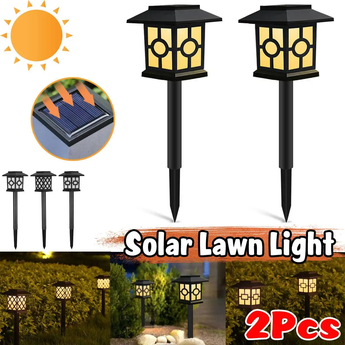 

2PCS Waterproof Lawn Lamps LED Solar Garden Lights Outdoor Floor Lawn Light Yard Patio Night Decor Outdoor Lighting led light