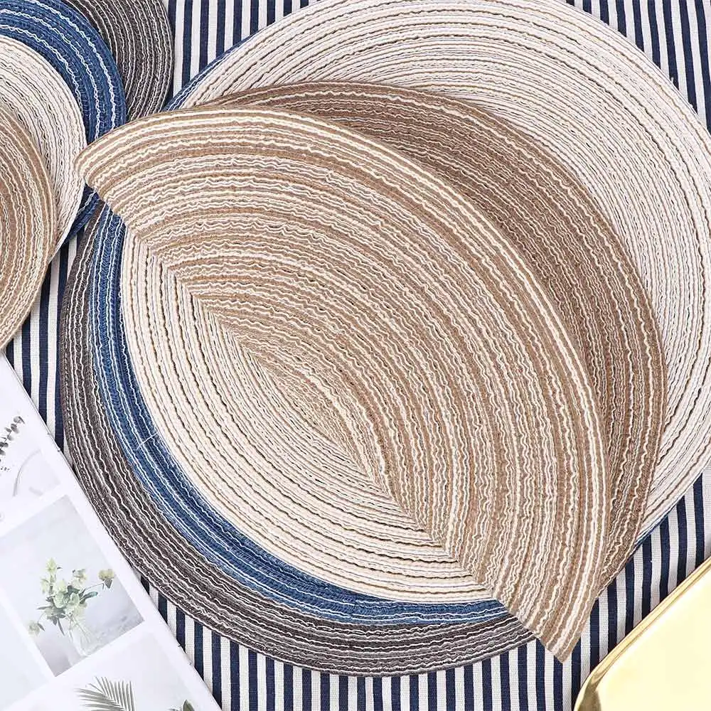 Круглый дизайн стол из рами изоляционный коврик твердые салфетки лен