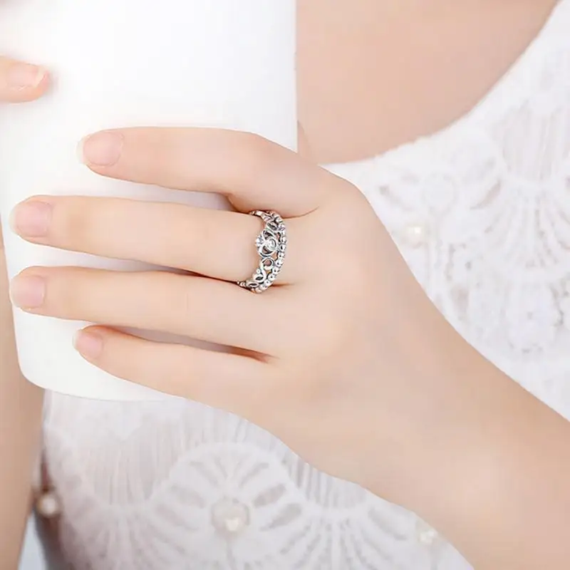 925 серебряные кольца для женщин королева принцессы короны кольцо корона мода