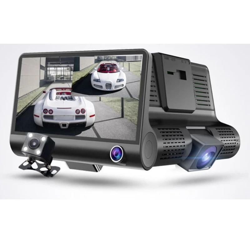 

4in 1080P Car Three Lens Night Vision Driving Recorder Reversing Camera L9CE