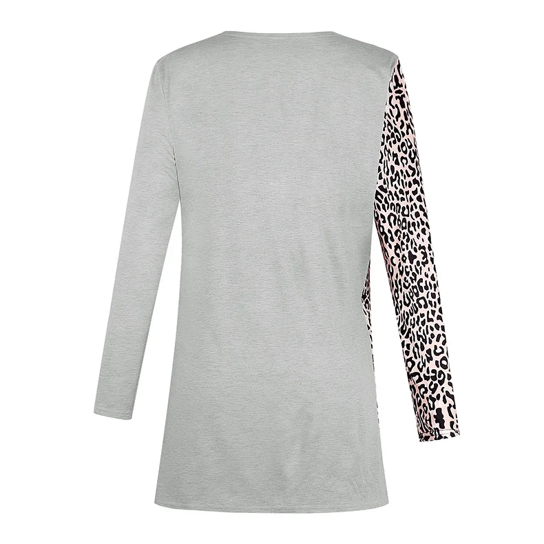 

Leopard Print Coat Women Contrast Color Knotted Jacket Sexy Ladies V Neck Long Sleeve Casual Suit Winter Female Office Long Coat