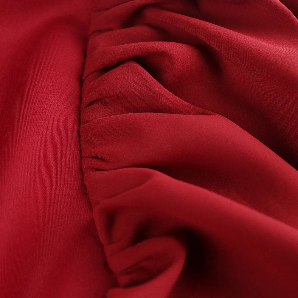 

Summer New 2021 Fashion Western Style Women's Dress Lantern Sleeve High Waist Creasing Plus Size Casual V-neck Solid Color