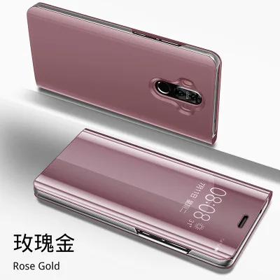 Rosegold Умный чехол для huawei P30 P20 Pro Lite mate 30 20 10 Honor 20 Pro Nova 5T 4e 3e, чехол с зеркальной прозрачной крышкой из искусственной кожи - Цвет: Rosegold