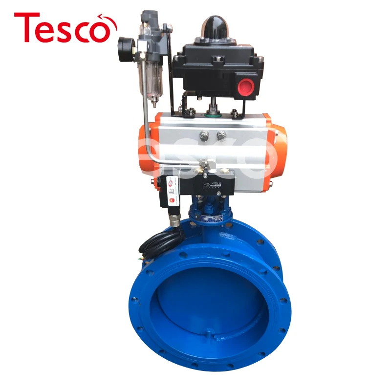 

DN100 Pneumatic wind Leakproof Non-toxic Flange Butterfly Valve iron Q641X-16Q Switch Type Flow Regulating