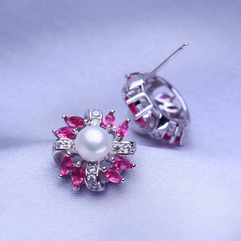 Женский ювелирный комплект из серебра 925 пробы с натуральным жемчугом - купить по