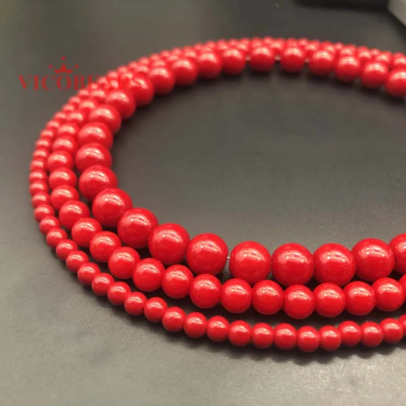 Бусины Из Натурального Красного коралла круглые бусины 4 мм 6 8 для изготовления