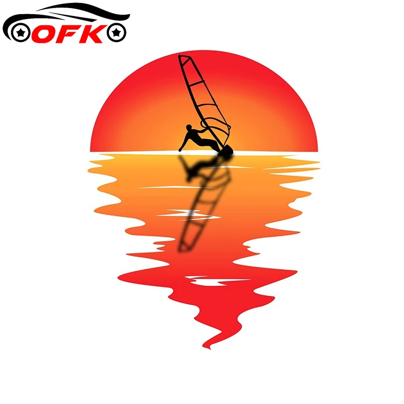 

OFK for Windsurf Surfer Water Sports Auto Decal DIY Occlusion Scratch Scratch-proof Vinyl Car Stickers 13cm X 10cm