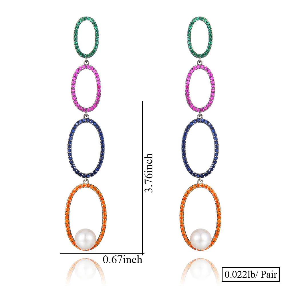 

SISCATHY Super Shiny Pearl Circles Chains Long Dangle Earrings for Women Fashion Jewelry Party Statement Earrings Accessories
