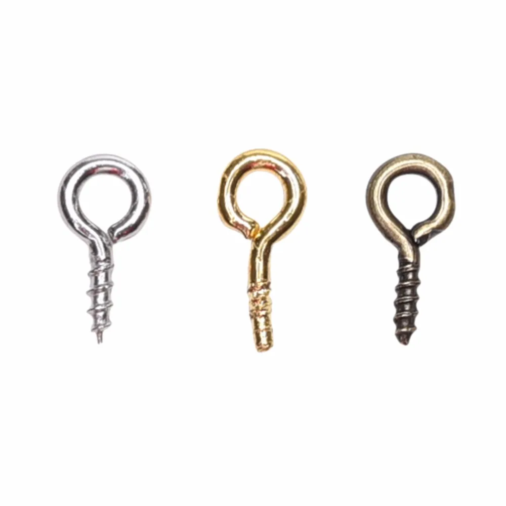 

100pcs Small Tiny Mini Eye Pins Eyepins Hooks Eyelets Screw Threaded Silver Clasps Hooks Jewelry Findings