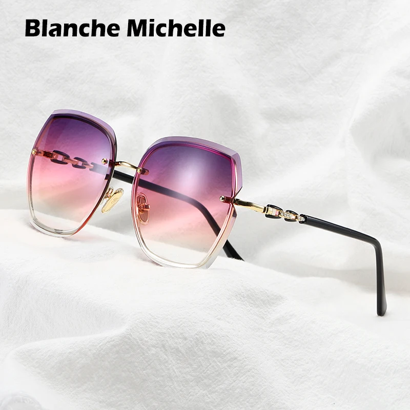 Blanche Michelle, модные негабаритные солнцезащитные очки для женщин, UV400, фирменный дизайн, без оправы, квадратные солнцезащитные очки для женщин, lentes de sol mujer