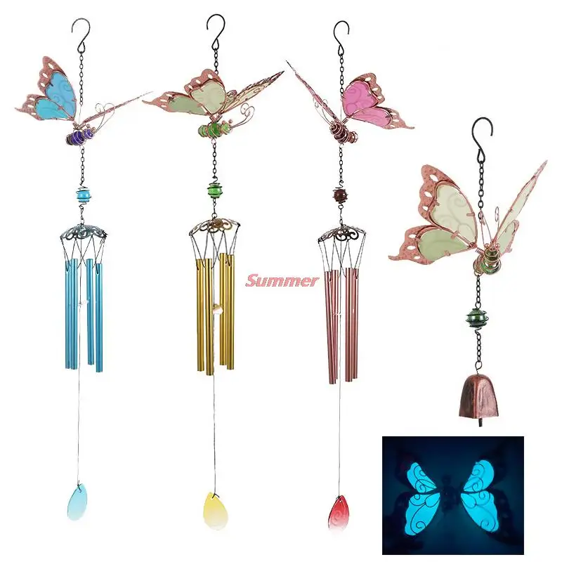

Светящиеся ветряные колокольчики, бабочки, солнечные ветряные колокольчики, подвесные декоративные украшения для дома