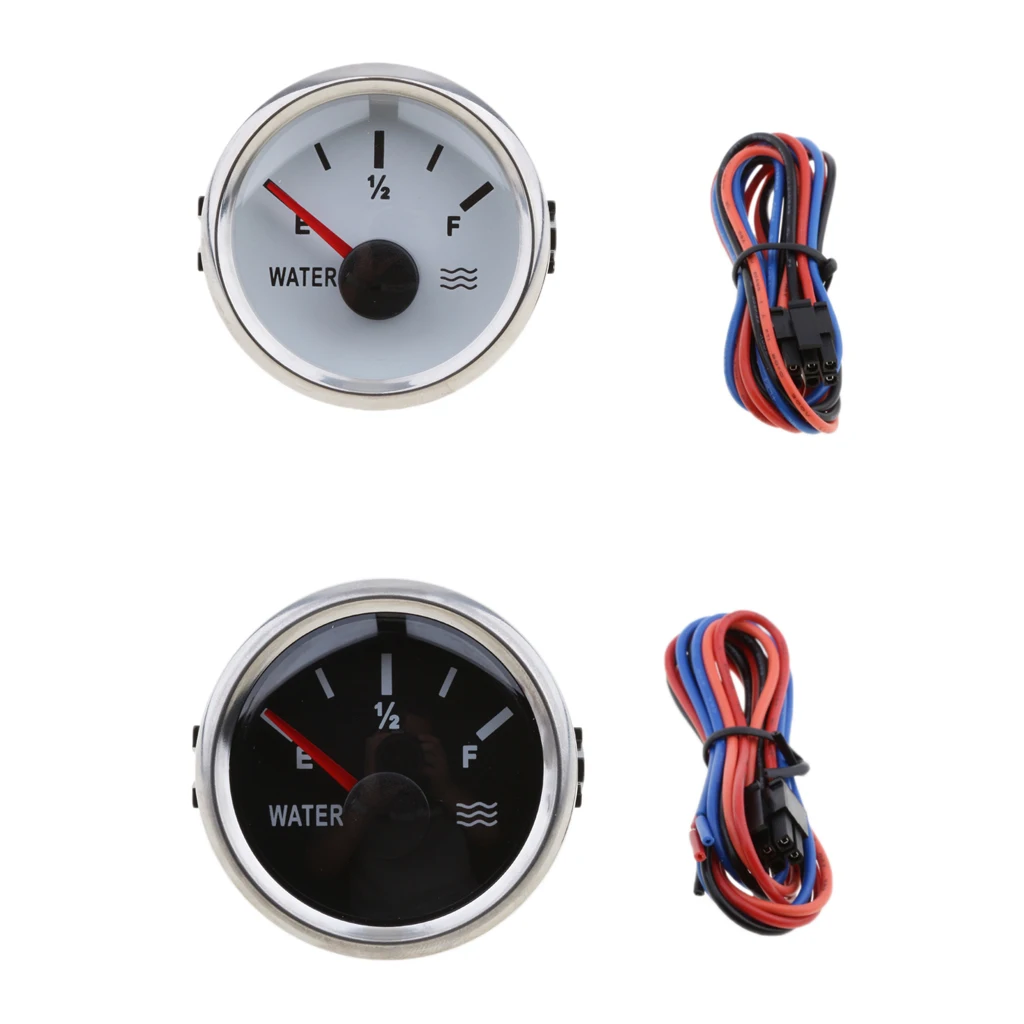 

2 Pieces New Stainless Steel Water Level Gauges 9~32VDC 52mm White & Black