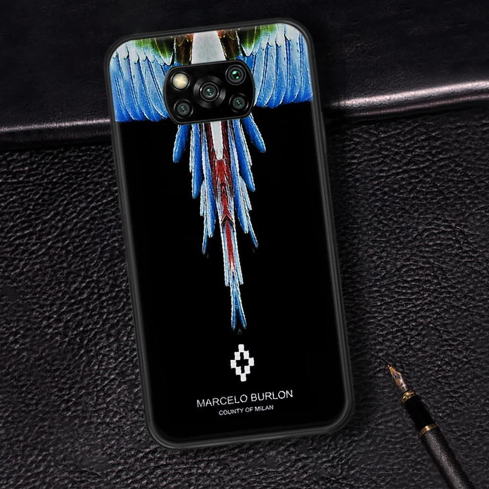 

Trend Fashion Brand Marcolo Burlong Phone Case Cover Hull For Xiaomi Mi A2 A3 8 9 SE 9T 10 10T Lite Pro Ultra Poco X3 black