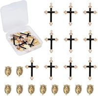 1 box of 20 golden tibetan rosary cross medals alloy pendant oval chandelier connector chain link rosary necklace making