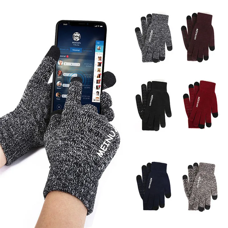 Фото 2019 вязаные перчатки для мужчин зима осень Высокое качество Мужские вождения с