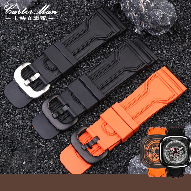 

Watch rubber watchband for 7 fridys and D-iesel 28mm orange waterproof silicone watch strap Silicone strap with large dial