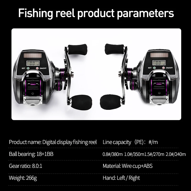 Electronic Fishing Reel Counter Digital Display Baitcasting 8.0:1 High Speed Ratio 2020 New Profile Line Pesca | Спорт и развлечения