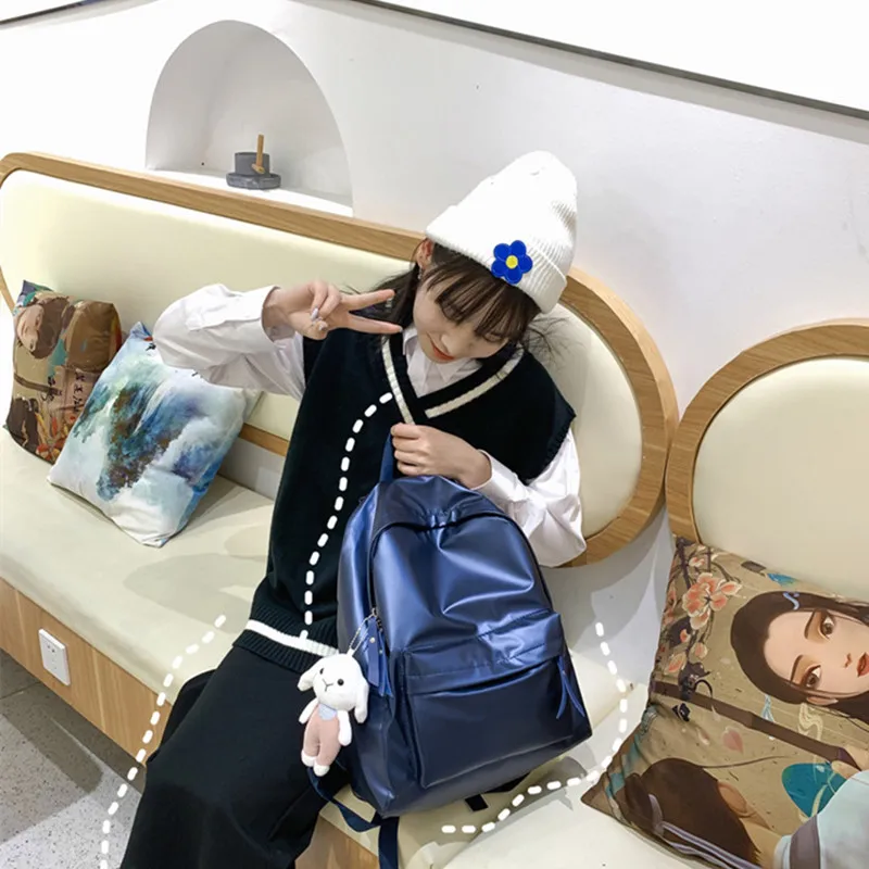 

Рюкзак мужской, женский, для путешествий, однотонный, в стиле Харадзюку