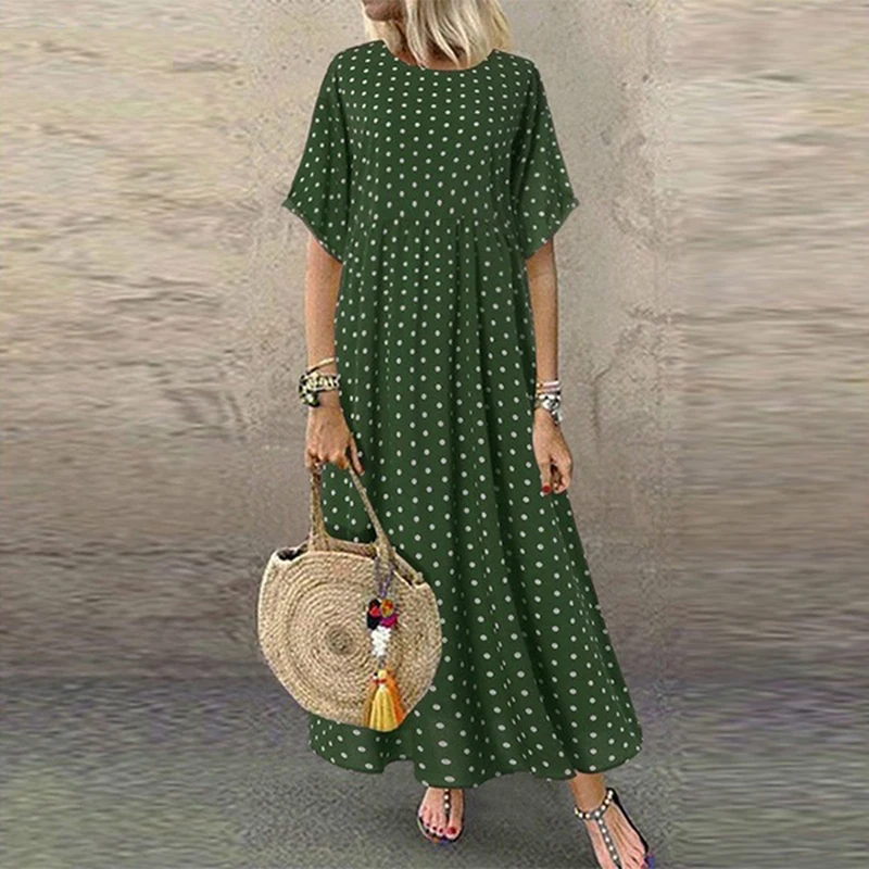 Женское Сексуальное Красное Платье макси с круглым вырезом и оборками женское