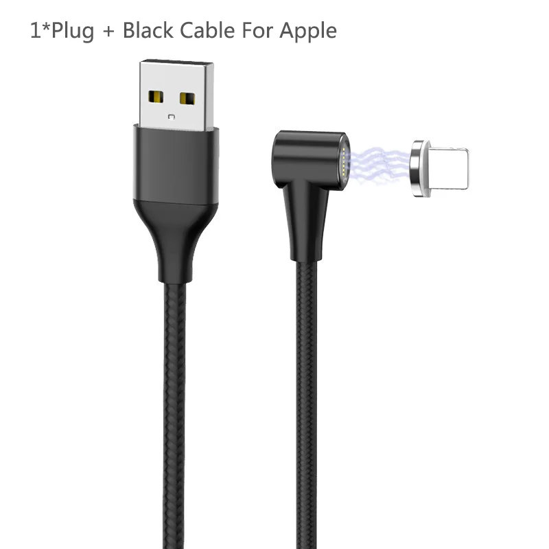 1 м Магнитный кабель Micro usb type C для быстрой зарядки Microusb type-C Магнитный зарядный провод usb c для iphone X Xs usb кабель chargeur - Цвет: Black For Apple
