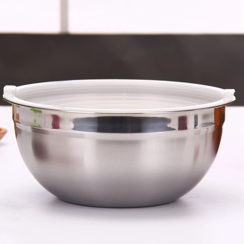 

Stainless Steel Salad Bowl with Lid Food Mixing Bowl DIY Cake Bread Mixer Kitchen Utensil Bowl Cooking Tool