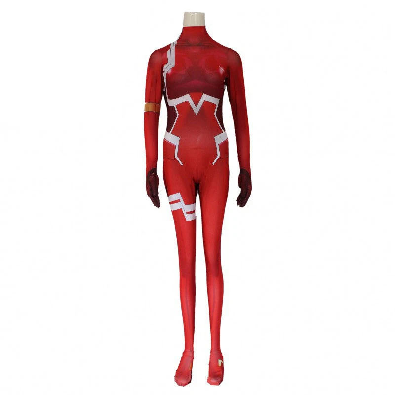Женский костюм для косплея Darling in the Franxx 02 Zero Two облегающее боди на Хэллоуин