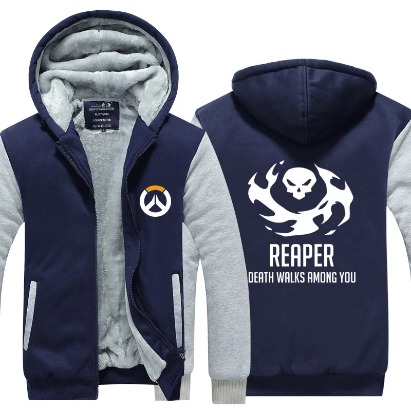 Blue and Gray 2 Dva OW Overwatch Mercy Mei зимняя куртка на молнии из плотного флиса уличная Толстовка Спортивная толстовка с капюшоном костюм для косплея - Цвет: Blue and Gray 2