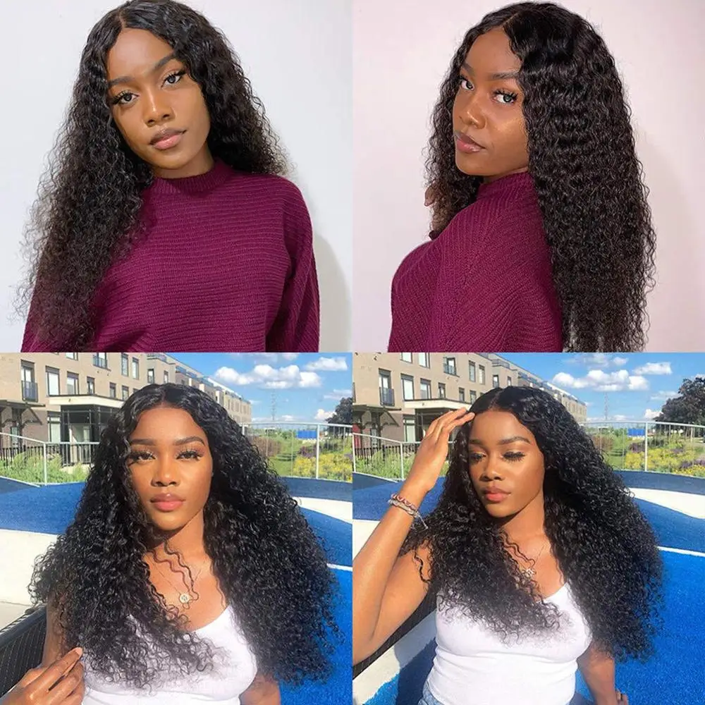 Черные волнистые искусственные шелковые длинные кудрявые волосы Yaki средней