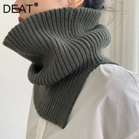 deat 2021 new women fashion solid color pit strip folded turtleneck thick knitting split fork scarf autumn and winter 7e2520