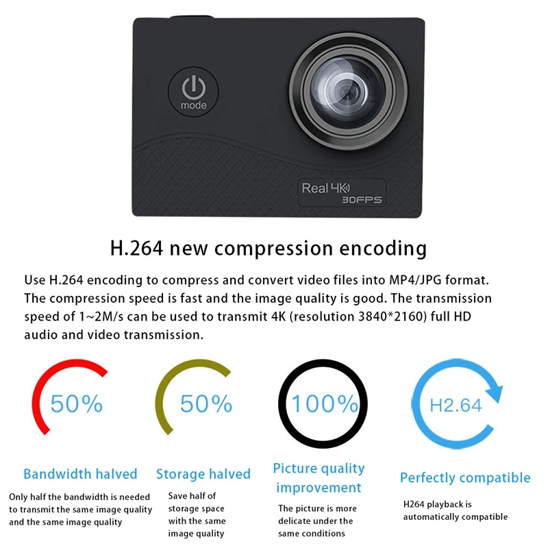 

Q6H True 4K High-Definition Sports Camera Slow Motion Camera Outdoor Diving Waterproof Wifi Press Screen 7 Glass