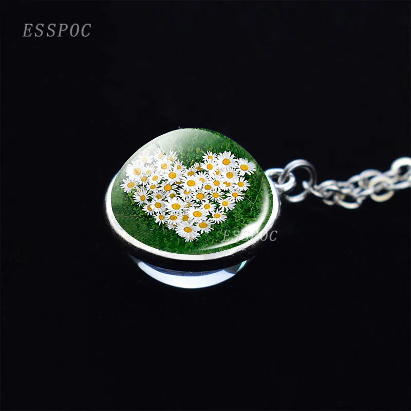 silver Женские Модные Кристаллы двухсторонняя, для стекла шар лист ожерелье-клевер кулон Для женщин Lucky Дерево желаний ювелирные изделия - Окраска металла: silver