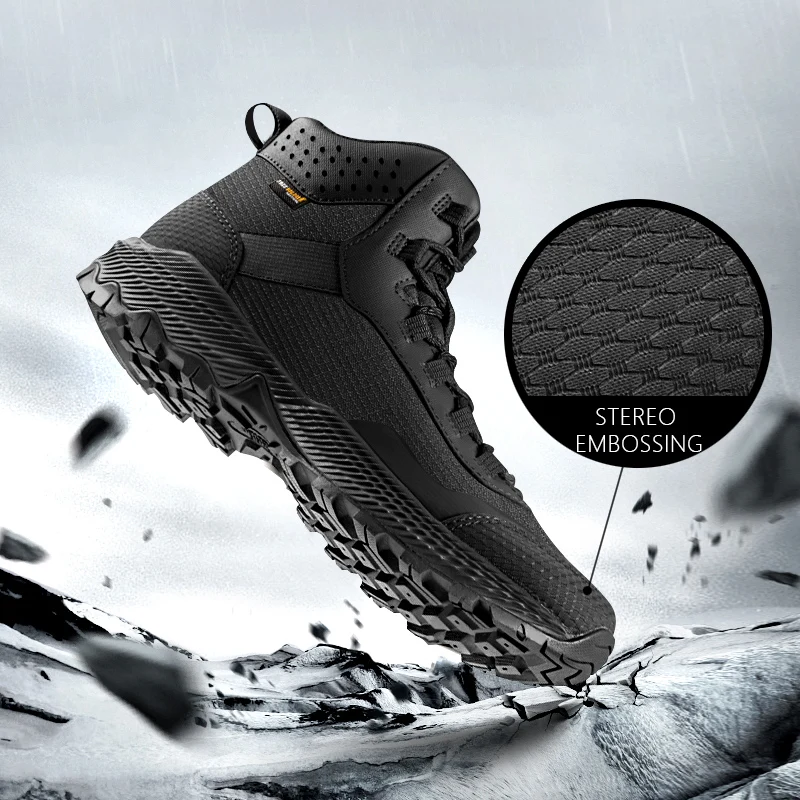 FREE SOLDIER Men's Outdoor Hiking Waterproof Combat Boots Sports Non-slip Wear-resistant Lightweight Walking Work Shoes