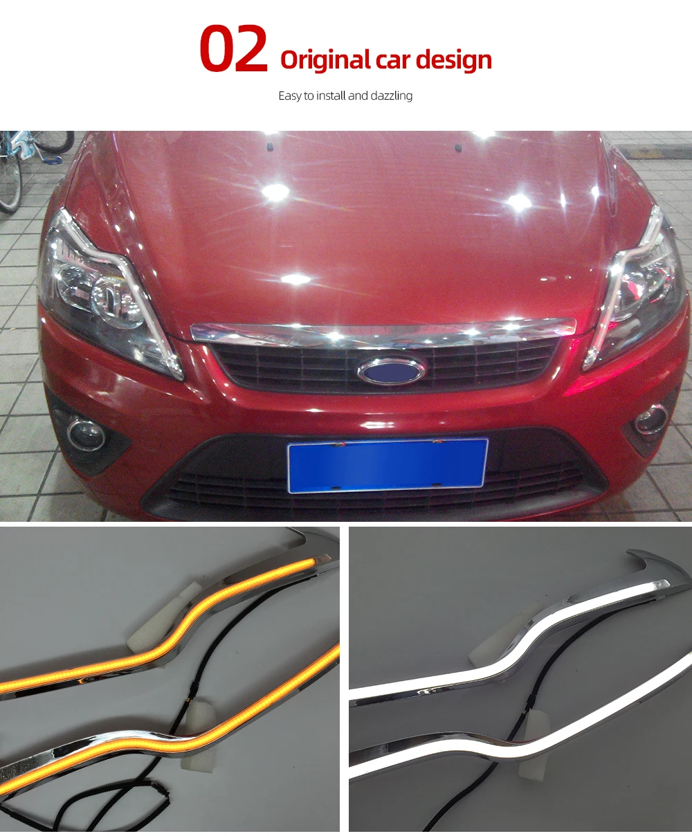 2 шт. для Ford Focus 2 MK2 2009 2010 2011 светодиодный фонарь для автомобиля украшение фар желтый указатель поворота DRL светодиодный фонарь дневного света