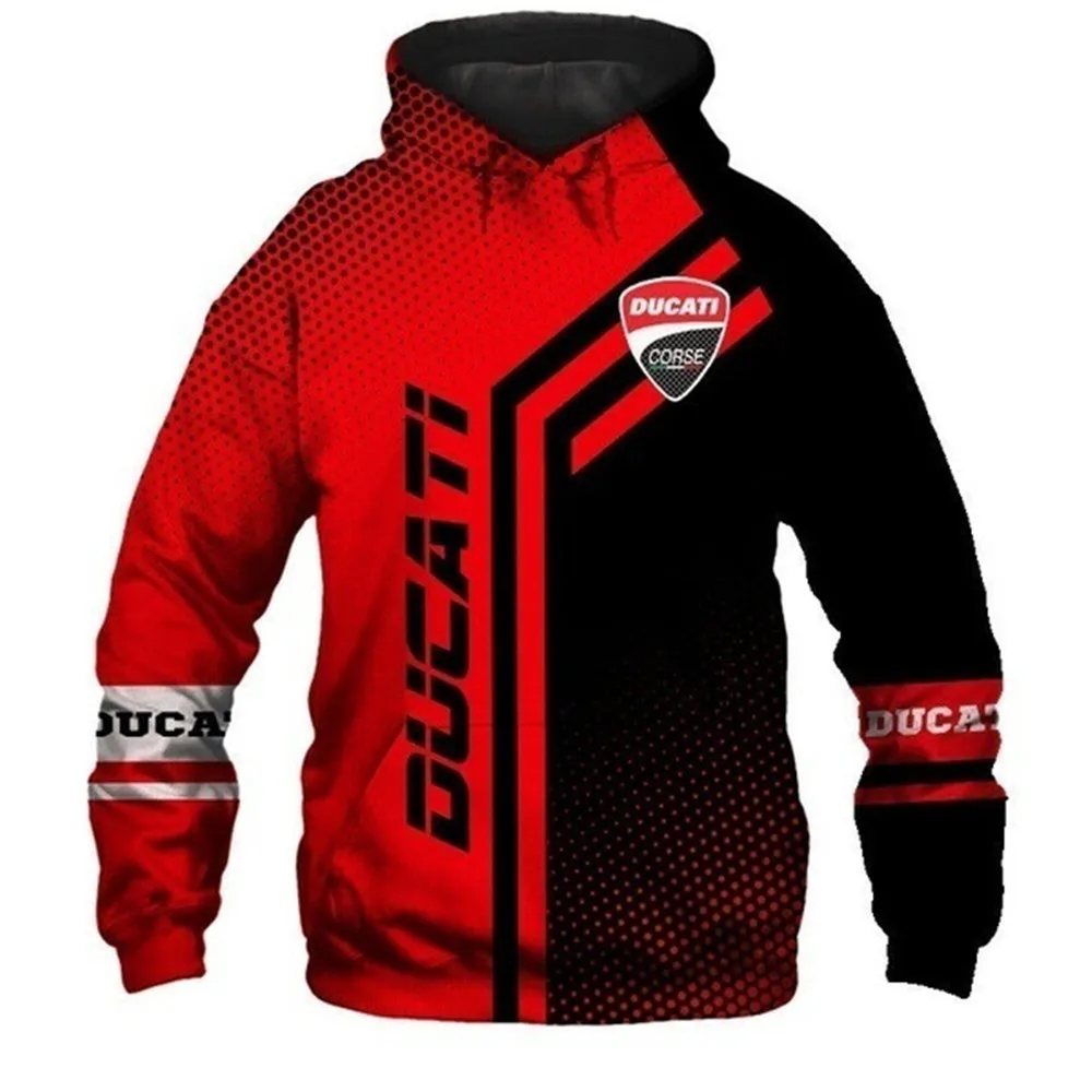 

Hot selling spring and autumn brand cross-border Amazon new men's 3D digital printing hoodie Ducati logo sweater 110-6XL