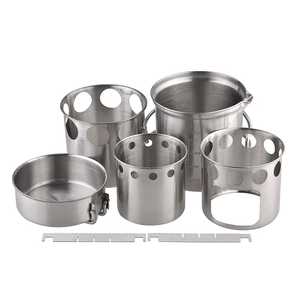 Портативная уличная дровяная плита набор для кемпинга посуда путешествий