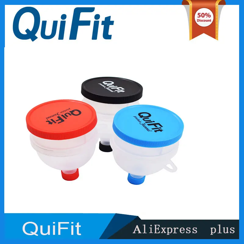 

QuiFit Funnel Shaker Protein Powder Container Pillbox Funnel Protein Storage 2 Layers Multifunction 2 in 1 Box for Shaker Bottle