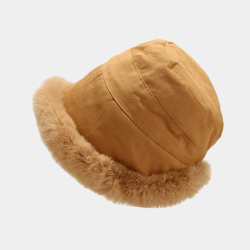 

Winter Plus Velvet Lambswool Fisherman Hat Women Comfortable Personality Plush Eaves Warm Basin Hat Men Outdoor Travel