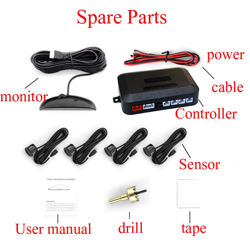 car universal reversing radar with 4 sensors automatic parking supports warning buzzer | Автомобили и мотоциклы