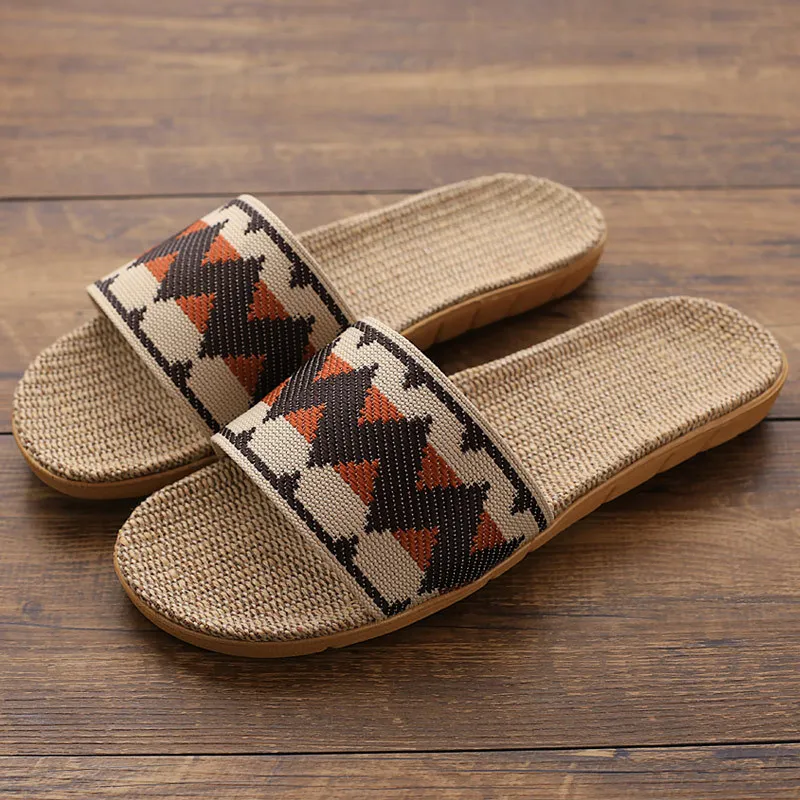 Льняная мужская обувь Весенние парусиновые сандалии Домашние тапочки в