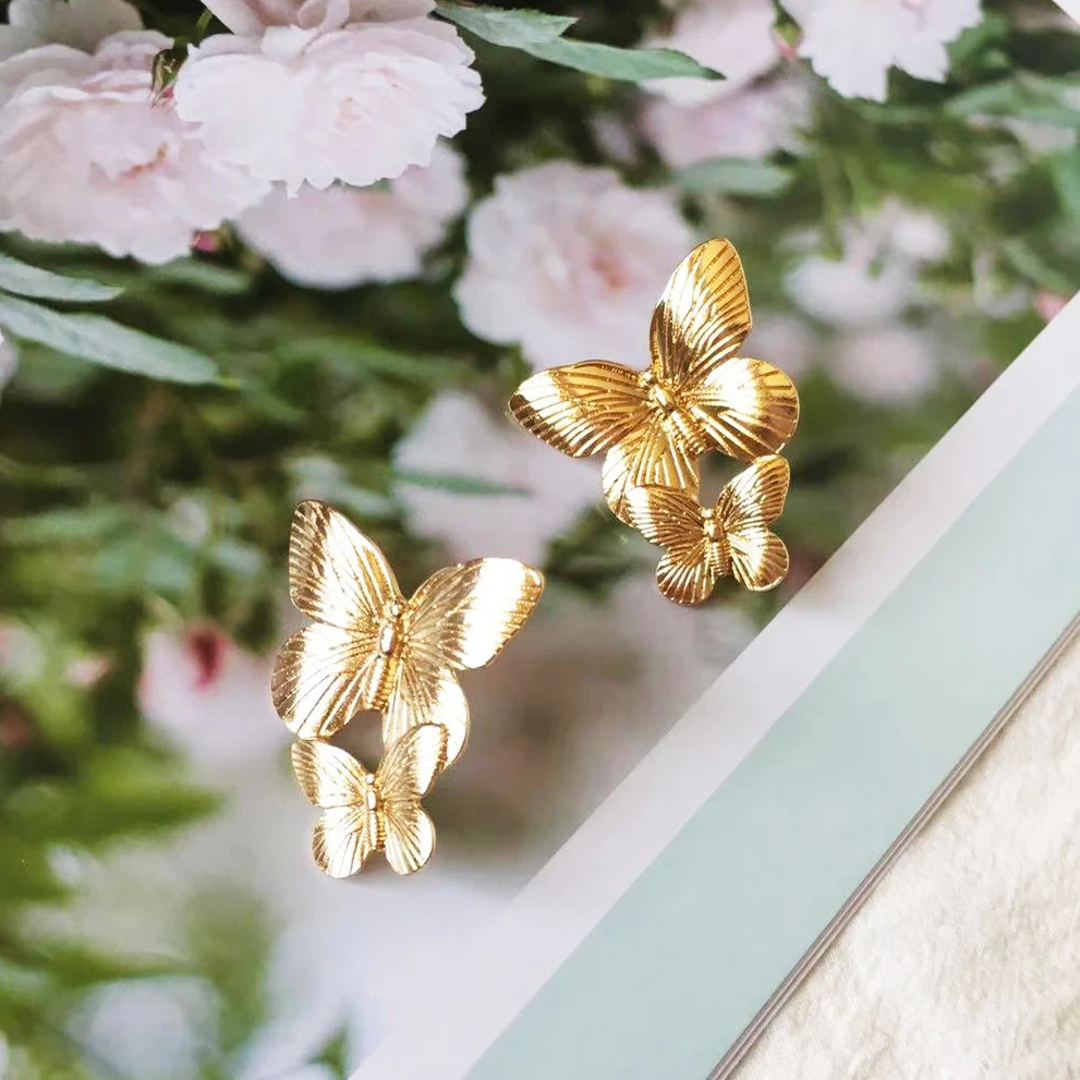 Coco & willow модные серьги гвоздики с бабочкой для женщин трендовые в стиле барокко