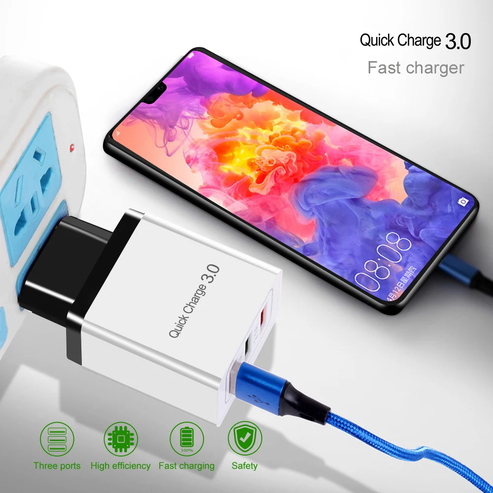Быстрое зарядное устройство USB 3 0 для iPhone X 8 Plus быстрая зарядка Samsung A50 A30 S9 Xiaomi Huawei qc