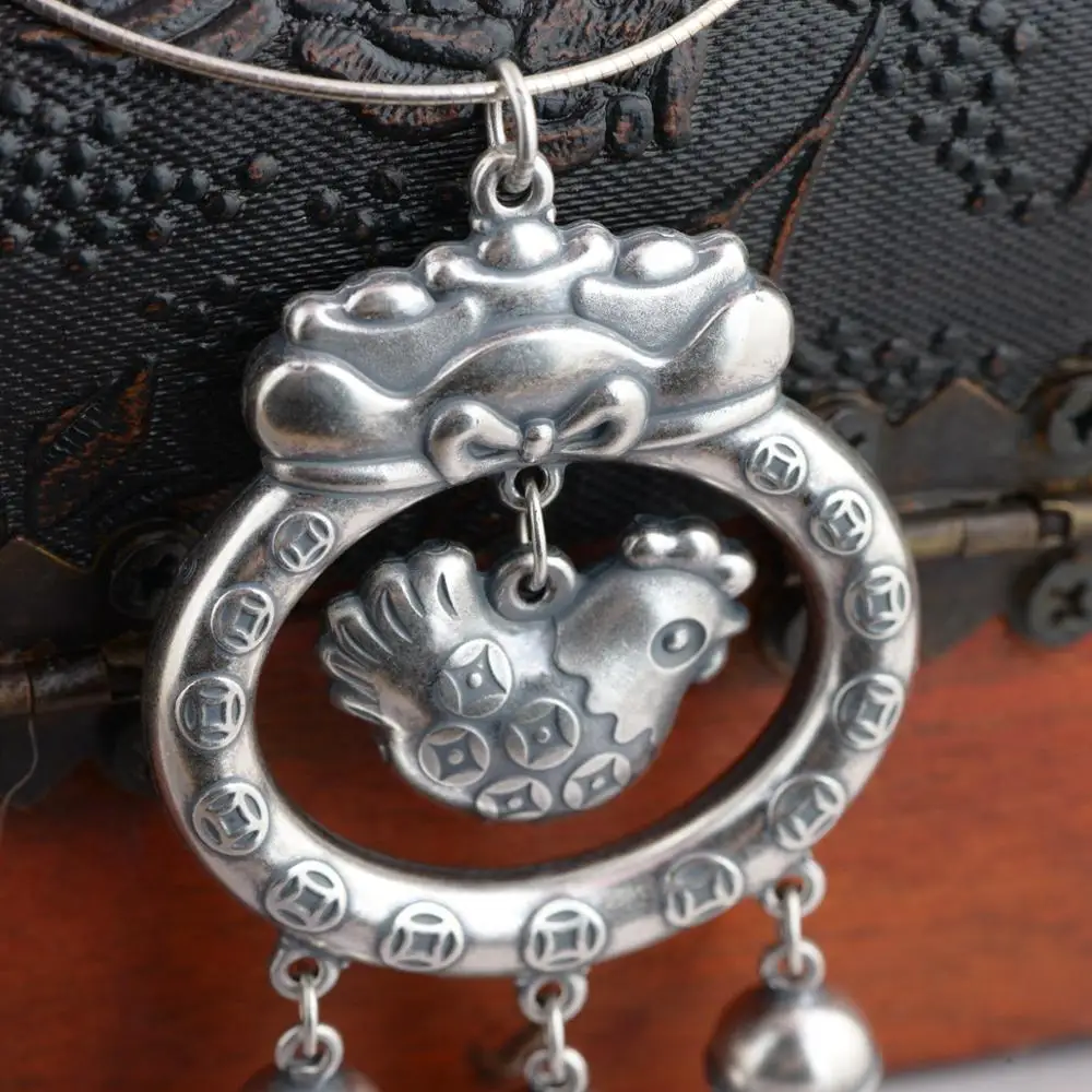 S990 fine silver pendant positive antique style lock