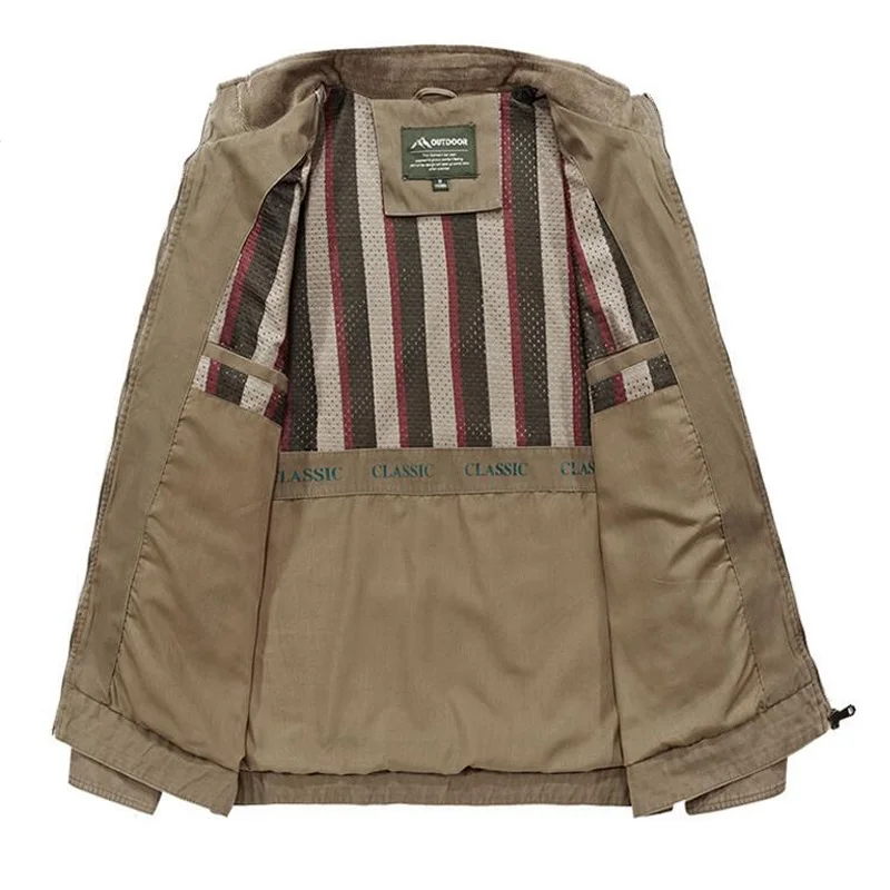 

Autumn Jacket Men Casual Military Jackets Stand Collar Pure Cotton Mens Jackets And Coats Plus Size M-4XL chaqueta hombre