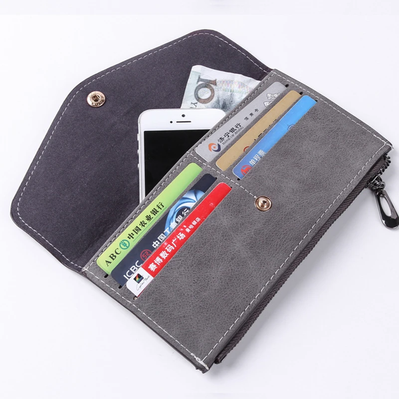 

Women Long Fashion Wallet Leather Zipper Casual Cell Phone Pocket Coin Bag Female Hasp Clutch Purse Card Holder