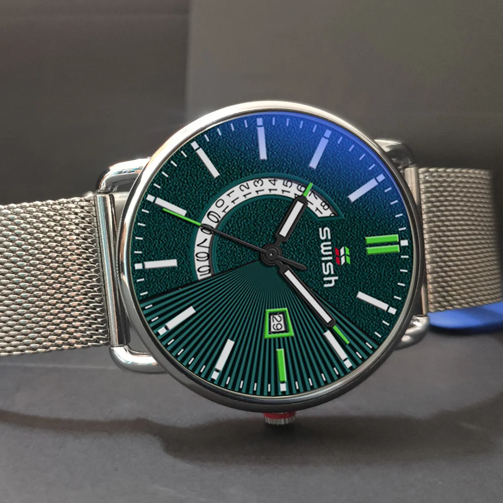 Новые креативные ультра тонкие кварцевые часы мужские полностью из нержавеющей