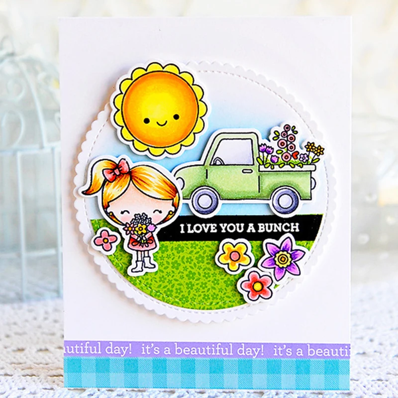 Маленькая девочка металлические штампы и прозрачные трафареты для сделай сам